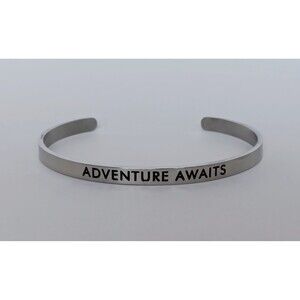 Dainty Stainless Steel Adventure Awaits Cuff Bracelet